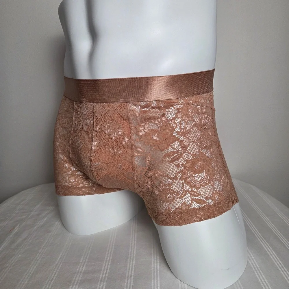 Cosabella Men's Designer Lace Trunks Floral Stretch Underwear New Classic Brown